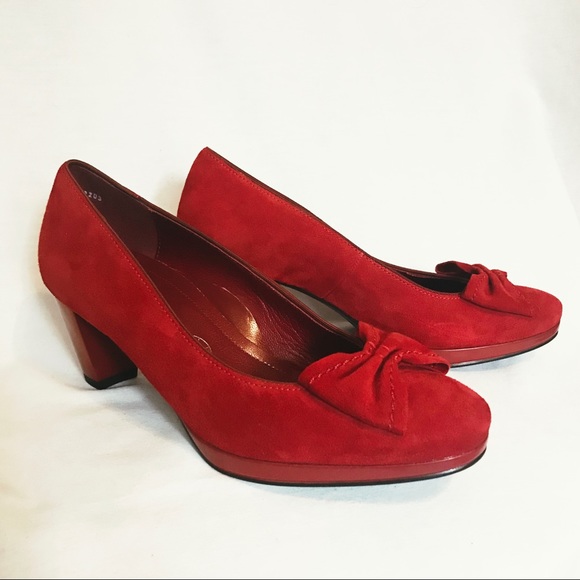 Ara Tivia Red Suede leather pumps size 35 / 5 shoe - Picture 1 of 7